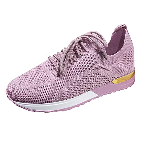 Sneaker Damen Weiss 41 Plattform Elegante Schuhe Turnschuhe Sportschuhe Leichtgewichts Atmungsaktiv Frauen Walkingschuhe Halbschuhe Cushion Wasserdicht Flach Für Sporthalle Outdoor Jogging von MeiLyviba