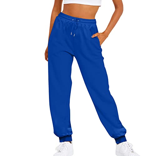 Sporthose Damen Relaxhose Laufhosen Trainingshose Sweathose Für Sport Yoga Gym Hose Freizeithose Einfarbig Baggy Kordelzug High Waist Mit Taschen Jogginghose Lang Trainingshose Sportbekleidung Bequem von MeiLyviba