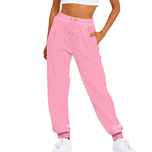 Sporthose Damen Relaxhose Laufhosen Trainingshose Sweathose Für Sport Yoga Gym Hose Freizeithose Einfarbig Baggy Kordelzug High Waist Mit Taschen Jogginghose Lang Trainingshose Sportbekleidung Bequem von MeiLyviba