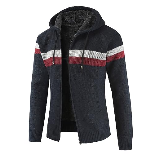 Strickjacke Herren Mit Kapuze Pullover Hoodie Wintermantel Strick Sweatjacke Feinstrick Winterjacke Männer Jacke Für Winter Cardigan Lang Trachtenjacke Mit Reissverschluss Gestrickt von MeiLyviba