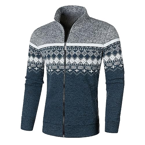 Strickjacke Herren Pullover Warm Winter Mantel Übergangsjacke Mit Taschen Herren Reißverschluss Jacke Langarm Kragen Cardigan Mit Zopfmuster Gestrickt Für Hemd Und Shirt von MeiLyviba