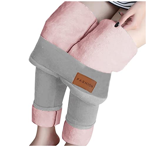 Thermoleggings Damen Gefüttert Lamb Frauen Warme Schlanke Hose Winter Lamm Plüsch Jogginghose Verdickte Teddy Fleece Jogginghose Hohe Taille Übergroße Leggings Für Frauen High Waist Lang Yogahose von MeiLyviba