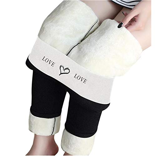 Thermoleggings Damen Gefüttert Lamb Frauen Warme Schlanke Hose Winter Lamm Plüsch Jogginghose Verdickte Teddy Fleece Jogginghose Hohe Taille Übergroße Leggings Für Frauen High Waist Lang Yogahose von MeiLyviba