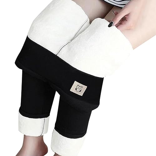 Thermoleggings Damen Gefüttert Lamb Frauen Warme Schlanke Hose Winter Lamm Plüsch Jogginghose Verdickte Teddy Fleece Jogginghose Hohe Taille Übergroße Leggings Für Frauen High Waist Lang Yogahose von MeiLyviba