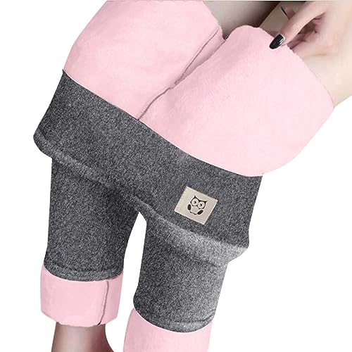 Thermoleggings Damen Gefüttert Lamb Frauen Warme Schlanke Hose Winter Lamm Plüsch Jogginghose Verdickte Teddy Fleece Jogginghose Hohe Taille Übergroße Leggings Für Frauen High Waist Lang Yogahose von MeiLyviba