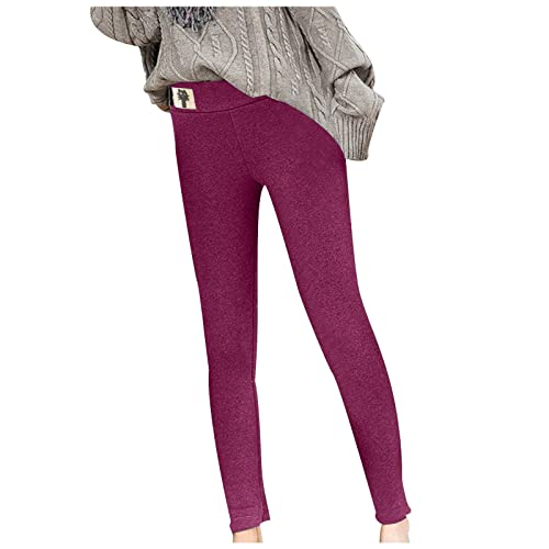 Thermoleggings Damen Gefüttert Lamb Frauen Warme Schlanke Hose Winter Lamm Plüsch Jogginghose Verdickte Teddy Fleece Jogginghose Hohe Taille Übergroße Leggings Für Frauen High Waist Lang Yogahose von MeiLyviba