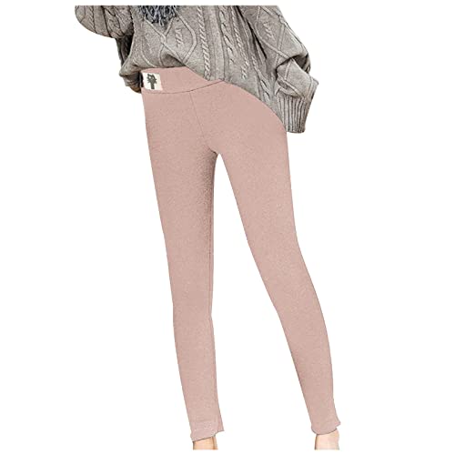 Thermoleggings Damen Gefüttert Lamb Frauen Warme Schlanke Hose Winter Lamm Plüsch Jogginghose Verdickte Teddy Fleece Jogginghose Hohe Taille Übergroße Leggings Für Frauen High Waist Lang Yogahose von MeiLyviba