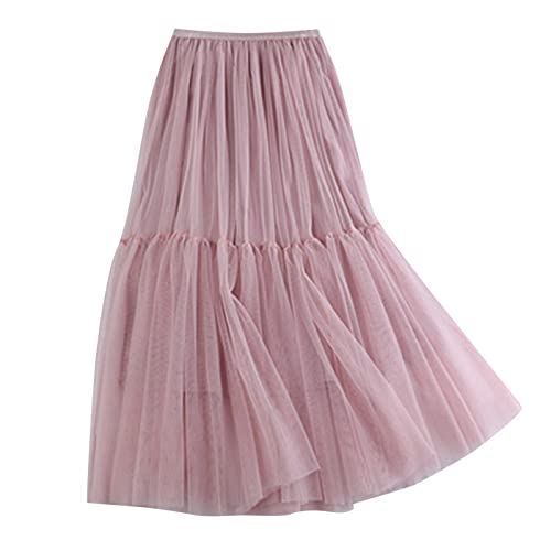 Tütü Damen Midi Plisseerock Lässig Frühlingsrock Stufenröcke Elastische Mehrschichtige Freizeit Fashion Skirt Spitze Rock Tüllrock Falten Rock Mesh Faltenröcke Mesh Tutu Röcke Puffy Maxi Röcke von MeiLyviba