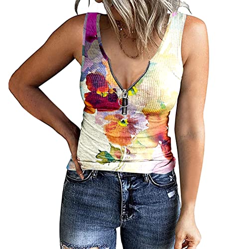 Tunika Casual Slim Fit Tank Tops Damen Locker Untershirt V-Ausschnitt Sommershirt Camisole T-Shirt mit Spitzeneinsatz Ärmellos Cami Top Spaghettiträger Shirt Elegant Vintage Weste Oberteile Party von MeiLyviba