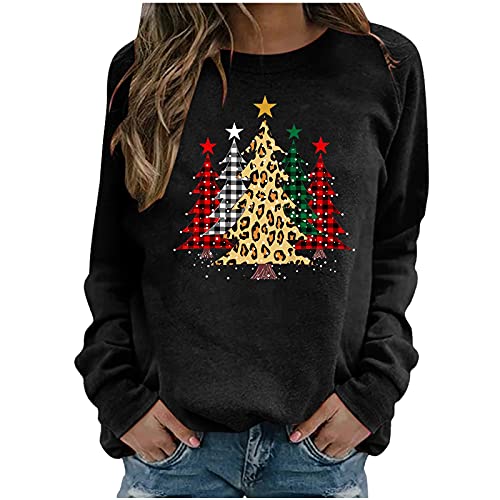 MeiLyviba Weihnachtspullover Damen Sweatshirt Rundhals Langarm Hässliche 3D Gedruckt Weihnachtspulli Weihnachten Pullover Casual Christmas Sweat Oberteile Tops Pulli für Frauen Teenager Mädchen von MeiLyviba