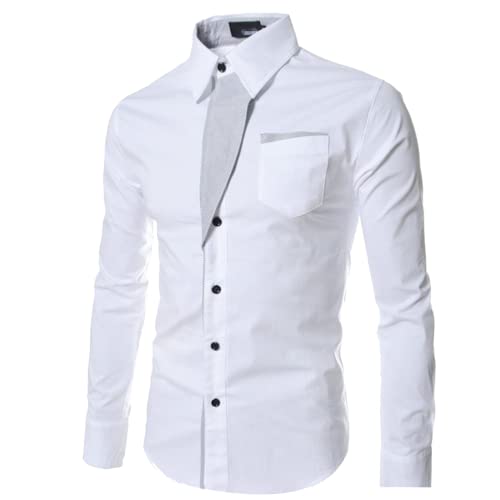 Weißes Hemd Herren Regular Fit Bügelfrei Mit Geradem Schnitt Businesshemden Und Freizeithemden Für Männer Anzug Hemd Business Slim Fit Langarm Herrenhemd Stretch Langarm Hemd Modische Casual von MeiLyviba