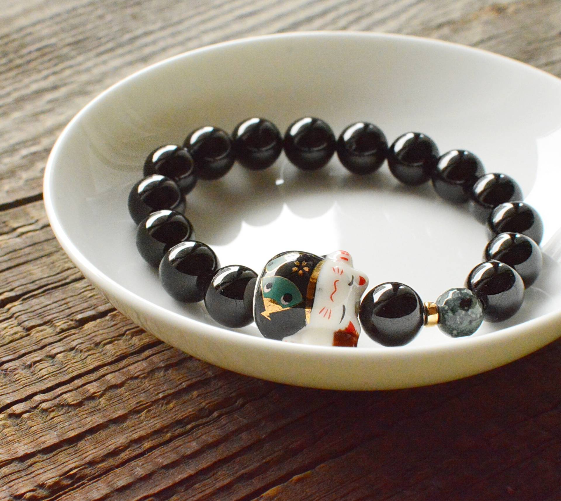 Maneki Neko, Lucky Fortune Katze Perlen Armband, Kawaii, Schwarzer Turmalin, Natürlicher Edelstein, Keramik Katze, Nettes Geschenk, Katzenliebhaber Maneki Neko, Lucky Fortune Katze Perlen Armband, Kawaii, Schwarzer Turmalin, Natürlicher Edelstein, Keramik Katze, Nettes Geschenk, Katzenliebhaber von MeiMaoJewelry