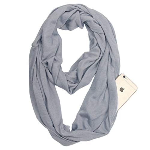 Infinity Loop Einfarbiger Schal mit Versteckter Reißverschlusstasche für Frauen Leichte Reisehalsverpackung von MeiPing