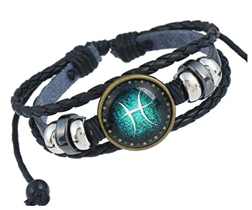 MeiPing Astrological Design 12 Armband Unisex Leder Sternbild, One Size, Leder von MeiPing