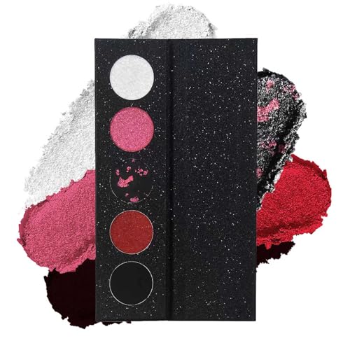Red Black Eyeshadow Palette, Vampire Blood Red Halloween Makeup Palette, Ultra Pigmented and Blending, Chrome Intense Metallic Smokey Black Glitter Eyeshadow, Halloween Christmas Palette von MeiPlumLai