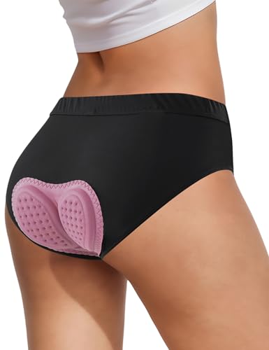 MeiXiu Damen-Fahrradunterwäsche, 4D-gepolsterte Fahrrad-Shorts, leicht, mit Polsterung, stoßdämpfend, bequem, Schwarz MeiXiu Damen-Fahrradunterwäsche, 4D-gepolsterte Fahrrad-Shorts, leicht, mit Polsterung, stoßdämpfend, bequem, Schwarz von MeiXiu