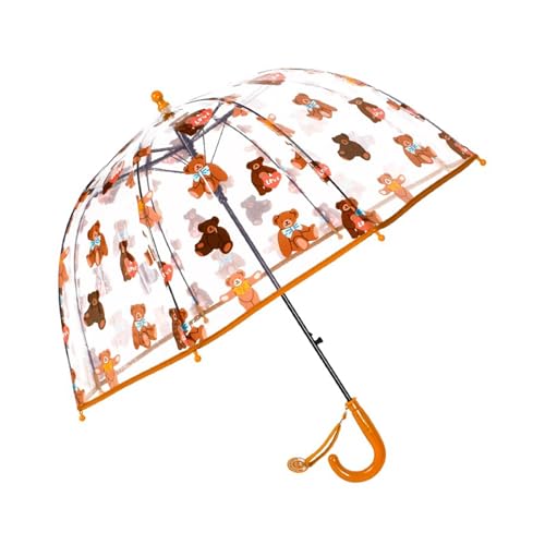 Meichoon Kinder Regenschirm Cartoon Bär Transparent 8 Schirme Wind- und Regensicher 70cm/27.5" Kuppel Klares Sichtfeld Automatische Öffnung Braun von Meichoon