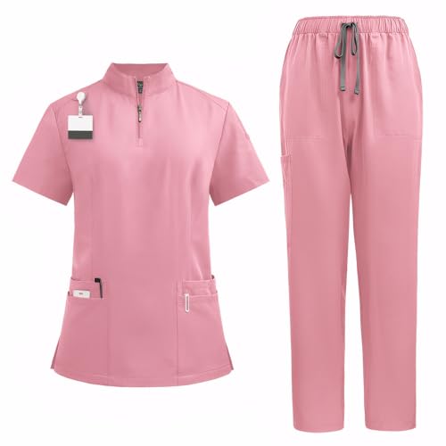 Meichoon Medical Scrubs Uniform Set (OP-Overall) Unisex Scrub Set für Damen Medical Overalls Anzug Komfort-Sitz Zip-Up Top Langlebige Polyester-Qualität von Meichoon