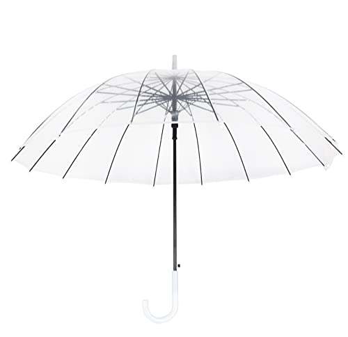 Meichoon Regenschirm Transparent Hochzeit Long Stockschirm XXL klar und extra groß: 120 x 97 cm mit praktischem Öffnungsmechanismus und ergonomischem Griff PVC von Meichoon