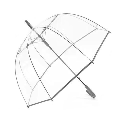 Meichoon Regenschirm mit langem Griff, automatisches Öffnen, transparenter Regenschirm, weites Sichtfeld, 80 cm Durchmesser, effektiver Regenschutz, bequemer Griff, robust und winddicht, grau von Meichoon