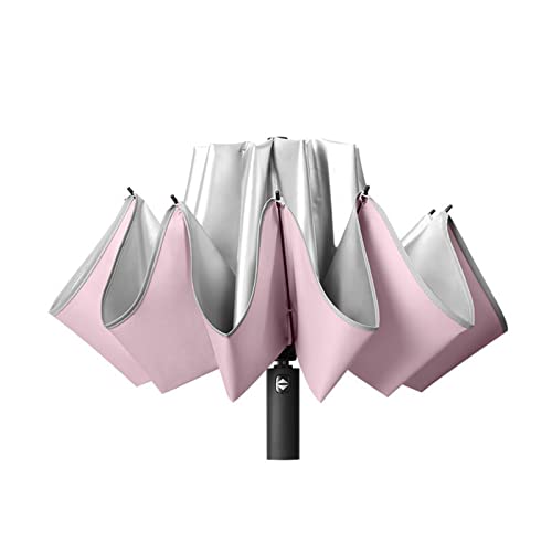 Meichoon Reverse Umbrella 99% UV Protection Sun&Rain Compact Winddicht Automatic Folding Inverted Portable Parasol with Reflective Stripe for Car Travel Pink von Meichoon