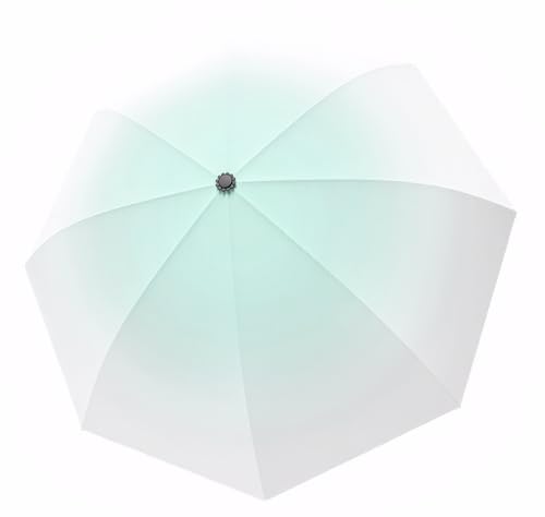 Meichoon UPF 50+ UV-Schutz Reiseschirm Tragbar Kompakt 8 Rippen Leichter wasser- und winddichter Sonnenschutz Stilvolles Gradientendesign für Frauen zum Wandern Rucksackwandern Minzgrün von Meichoon