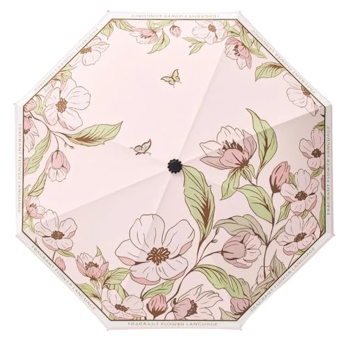 Meichoon UPF50+ Regenschirm UV-Schutz Tragbarer leichter wasserdichter Doppelschicht-Sonnenschirm Verbessertes winddichtes Design Retro Klassische Blume Vintage-Stil für Frauen Reisen & Alltag von Meichoon