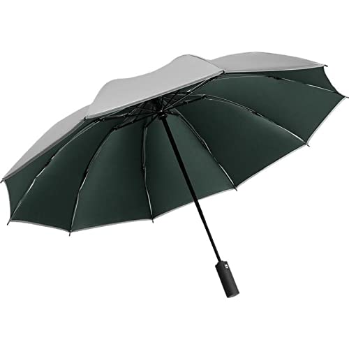 Meichoon Winddichter Regenschirm 99 % UV-Schutz kompakt umgekehrt faltbar automatisches Öffnen Schließen reflektierender Sicherheitsstreifen für Regen Auto Reisen Grün Einheitsgröße von Meichoon