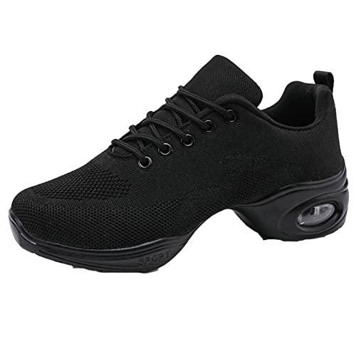 Damen Jazzschuhe Atmungsaktiv Tanzschuhe rutschfeste Geteilte Sohle Sneaker Fersenschuhe Leichte Plattform Schuhe Black 36 von Meidiastra