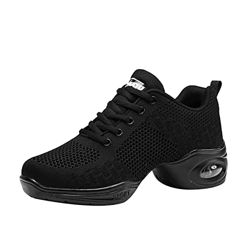 Damen Mesh Geteilte Sohle Jazzschuhe Lace Up Tanzschuhe Modern Tanzsneaker Atmungsaktiv Straßenschuhe Fitness Wanderschuhe Black 38 von Meidiastra