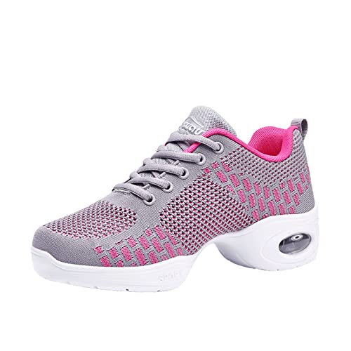 Damen Mesh Geteilte Sohle Jazzschuhe Lace Up Tanzschuhe Modern Tanzsneaker Atmungsaktiv Straßenschuhe Fitness Wanderschuhe Grey Pink 36 von Meidiastra