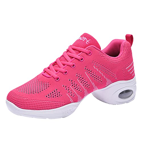 Damen Mesh Geteilte Sohle Jazzschuhe Lace Up Tanzsneaker Modern Tanzschuhe Atmungsaktiv Fitness Wanderschuhe Rose 36 von Meidiastra