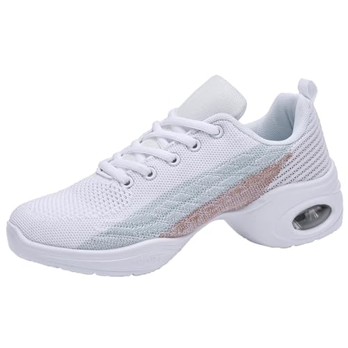 Damen Tanzschuhe Modern Jazzschuhe Leicht Atmungsaktiv Tanzsneaker Laufschuhe Split Sole Athletic Schuhe Trainer weiß38 von Meidiastra