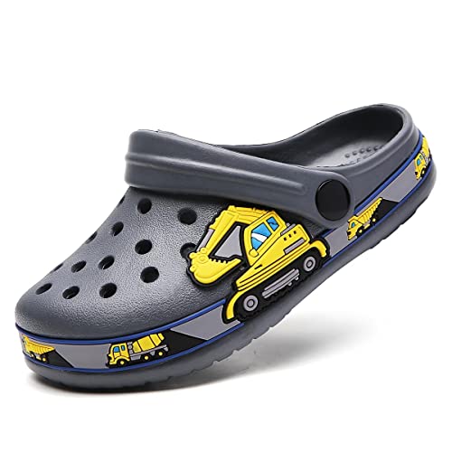 Garten Clogs Schuhe Sandalen Süße Cartoon Sommer Tier Home Zimmer Leichte Slip On Sandalen Duschrutschen rutschfeste Schuhe Sport Kinder Kind Jungen Kleinkind/Kleinkind Bagger Grau 26 von Meidiastra