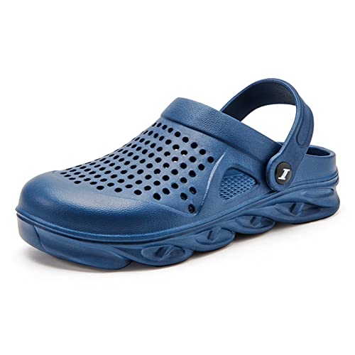 Herren Clogs rutschfest Atmungsaktiv Gartenschuhe Strand Sandalen Hollow Clogs Sommer Hausschuhe Leichte Wasserschuhe Sportliche Strandwanderschuhe Herren Pantoletten Dunkel Blau 41 von Meidiastra