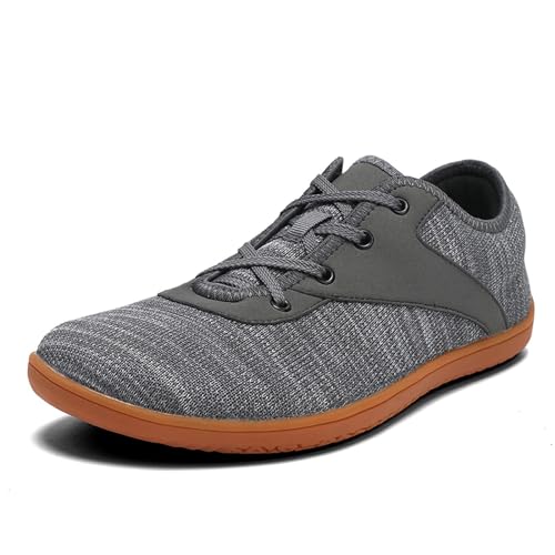 Herren Damen Barfußschuhe rutschfest Casual Minimalistisch Barfusslaufschuhe Leicht Atmungsaktiv Walkingschuhe Fitnessschuhe Traillaufschuhe Komfortable Zero Drop Sohle Dunkelgrau42 von Meidiastra