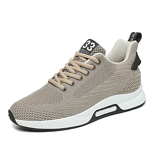 Herren Elevator Schuhe Höhensteigerung Schuhe Schnürsenkel Mesh Sneaker Casual Walkingschuhe Versteckten Lift Heel-8 cm für Herren Beige 39 von Meidiastra