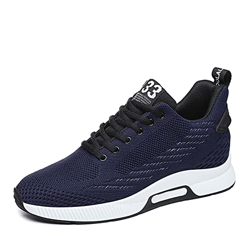 Herren Elevator Schuhe Höhensteigerung Schuhe Schnürsenkel Mesh Sneaker Casual Walkingschuhe Versteckten Lift Heel-8 cm für Herren Blau 39 von Meidiastra