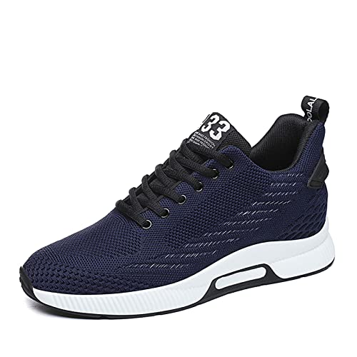 Herren Elevator Schuhe Höhensteigerung Schuhe Schnürsenkel Mesh Sneaker Casual Walkingschuhe Versteckten Lift Heel-8 cm für Herren Blau 42 von Meidiastra