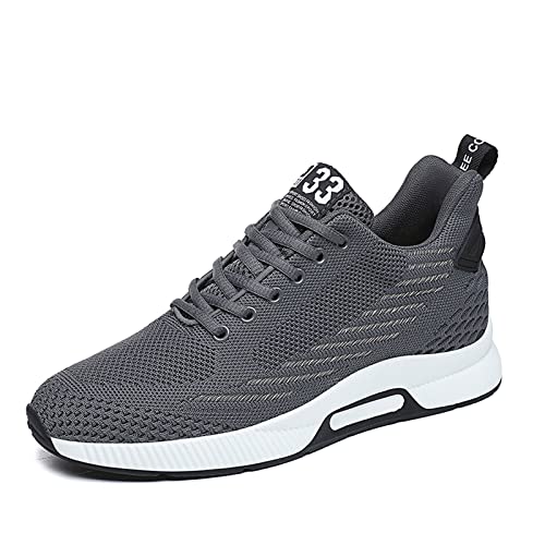 Herren Elevator Schuhe Höhensteigerung Schuhe Schnürsenkel Mesh Sneaker Casual Walkingschuhe Versteckten Lift Heel-8 cm für Herren Grau 40 von Meidiastra