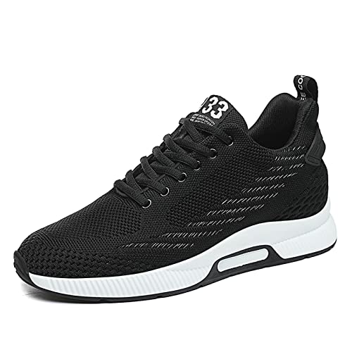 Herren Elevator Schuhe Höhensteigerung Schuhe Schnürsenkel Mesh Sneaker Casual Walkingschuhe Versteckten Lift Heel-8 cm für Herren Schwarz 44 von Meidiastra