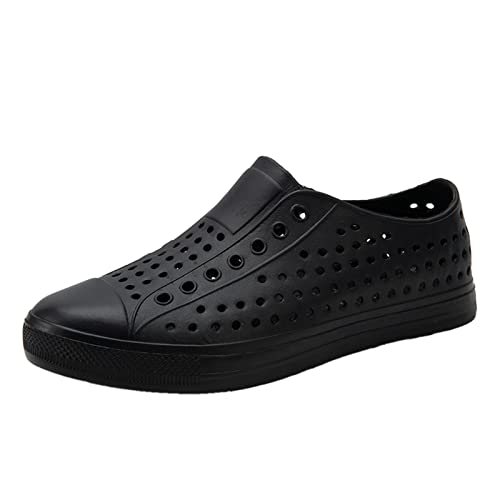 Herren Sandalen Damen Clogs und Pantoffeln Sommer Atmungsaktive rutschfeste Clogs Hausschuhe Leichte Gummi-Sandalen Casual Slip-On Outdoor Flats Sportliche Strandschuhe Black 42 von Meidiastra