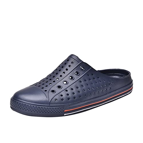 Herren Sandalen Damen Clogs und Pantoffeln Sommer Atmungsaktive rutschfeste Sandalen Hausschuhe Leichte Gummi-Sandalen Casual Slip-On Outdoor Flats Sportliche Strandschuhe Dark Blue 45 von Meidiastra