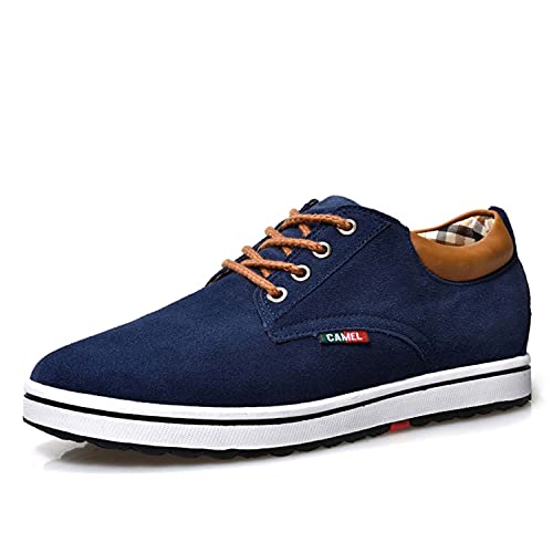 Herren Schnürhalbschuhe Anzugschuhe Oxford Schuhe Lederschuhe Business Casual Sneaker Unsichtbare Höhenerhöhungsschuhe- 6 cm Größer Blau EU39 von Meidiastra