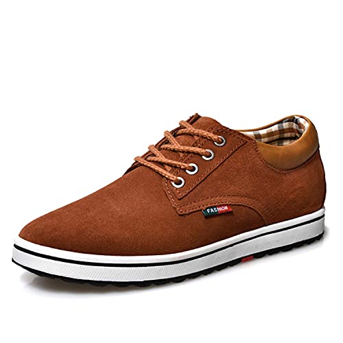Herren Schnürhalbschuhe Anzugschuhe Oxford Schuhe Lederschuhe Business Casual Sneaker Unsichtbare Höhenerhöhungsschuhe- 6 cm Größer Braun EU42 von Meidiastra