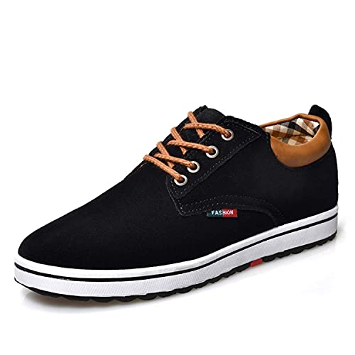 Herren Schnürhalbschuhe Anzugschuhe Oxford Schuhe Lederschuhe Business Casual Sneaker Unsichtbare Höhenerhöhungsschuhe- 6 cm Größer Schwarz EU43 von Meidiastra