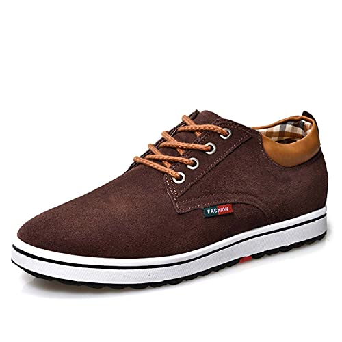 Herren Schnürhalbschuhe Anzugschuhe Oxford Schuhe Lederschuhe Business Casual Sneaker Unsichtbare Höhenerhöhungsschuhe- 6 cm Größer Coffee EU38 von Meidiastra