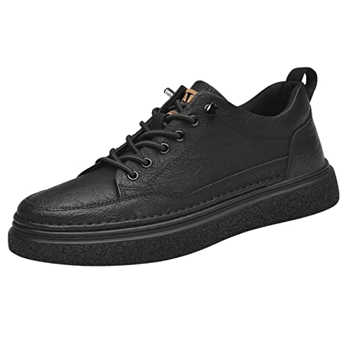 Meidiastra Aufzugsschuhe Herren Leder Schuhe Unsichtbare Höhensteigerung Sneakers Walkingschuhe Wanderschuhe Arbeitsschuhe Elevator Schuhe Black 42 von Meidiastra