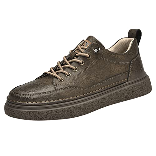 Meidiastra Aufzugsschuhe Herren Leder Schuhe Unsichtbare Höhensteigerung Sneakers Walkingschuhe Wanderschuhe Arbeitsschuhe Elevator Schuhe Khaki 43 von Meidiastra