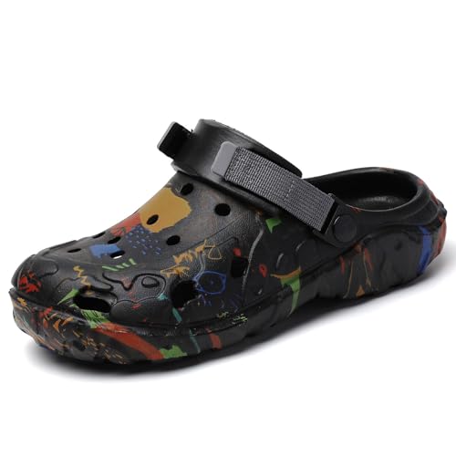 Meidiastra Clogs Pantoletten Herren Sommer – Leichte Eva Gartenschuhe Badeschuhe – Atmungsaktive Gummischuhe rutschfest – Bequeme Freizeitschuhe für Strand & Haus schwarz EU44 von Meidiastra
